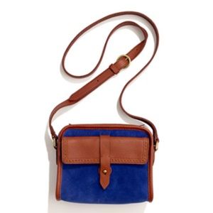 Madewell Camden blue and brown crossbody